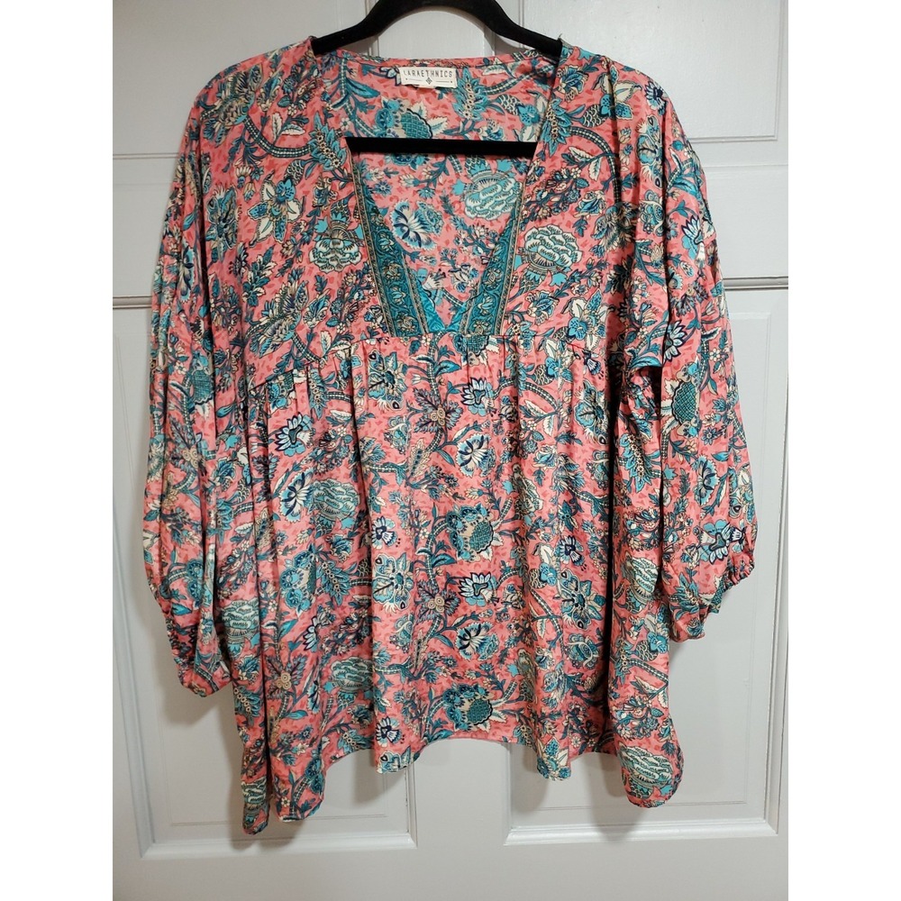 Lara Ethnics‎ Womens Top Blouse One Size Relaxed Fit Oversized Lightweight Boho